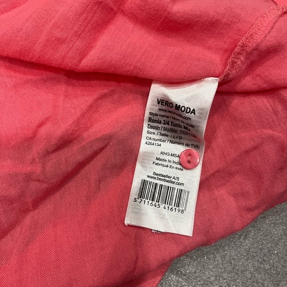 [L]Vero Moda Coral Ronia 3/4 Sleeves Tunic Mix WMN V-Neck Top - Picture 9 of 10